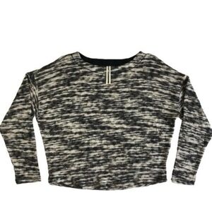 Anthropologie Womens Knit Crewneck Pullover Sweater Black White Brown Large